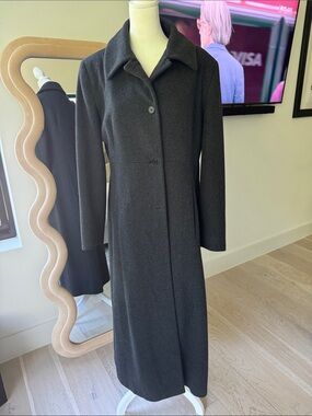 Ann Klein Classic Long Black Women's Wool Coat